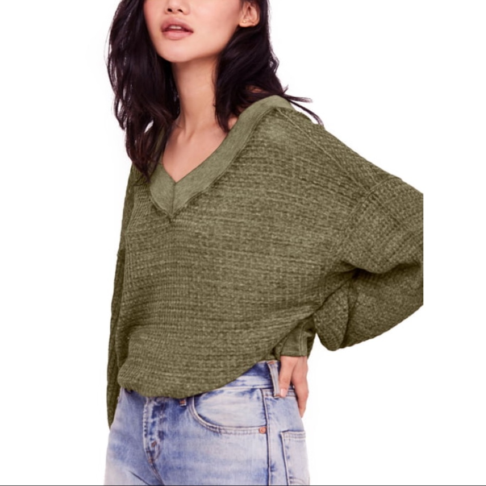 Free People South Side Thermal V-Neck Sweater